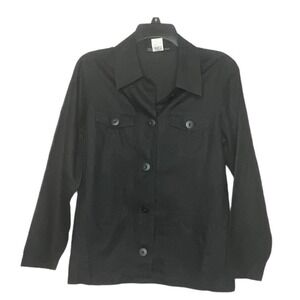 Harris Wallace New York Black Linen Shacket Style Top
